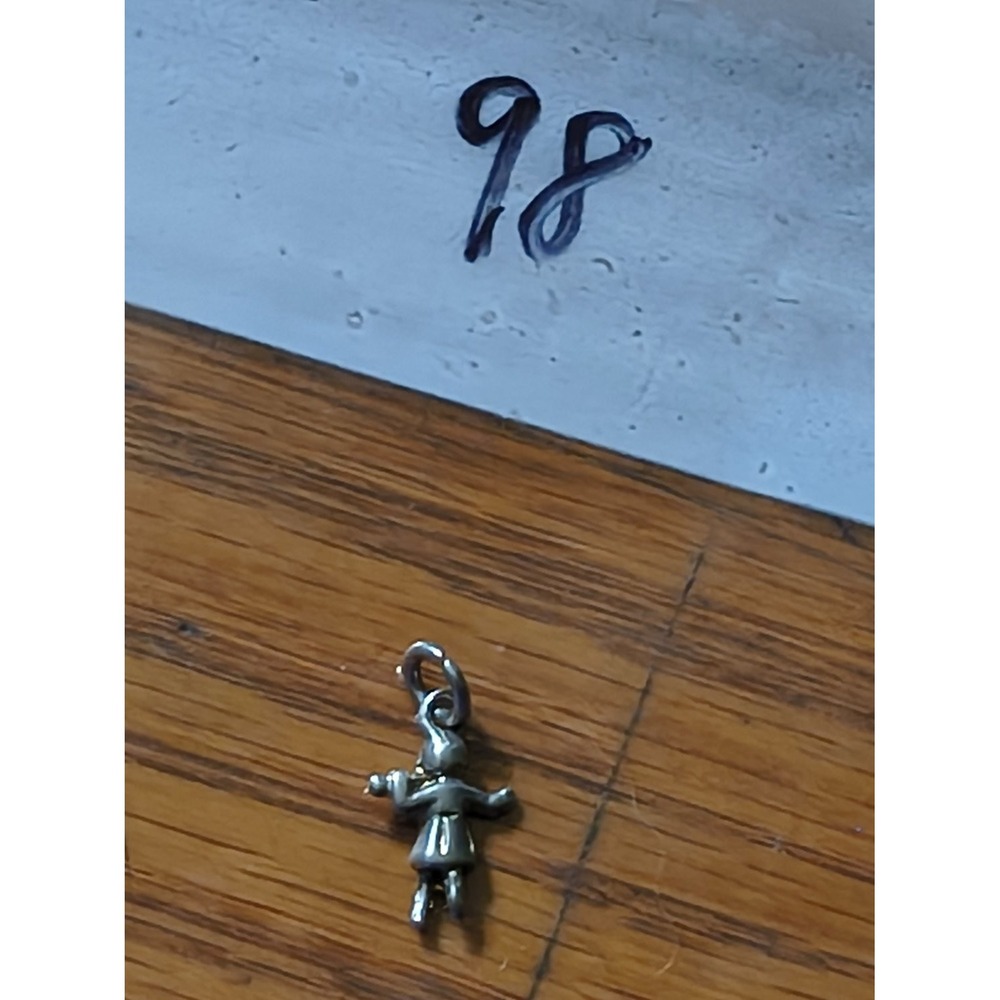 Vintage Silver Figurine Charm Pendant Little Girl in Dress Bonnet 925 Style